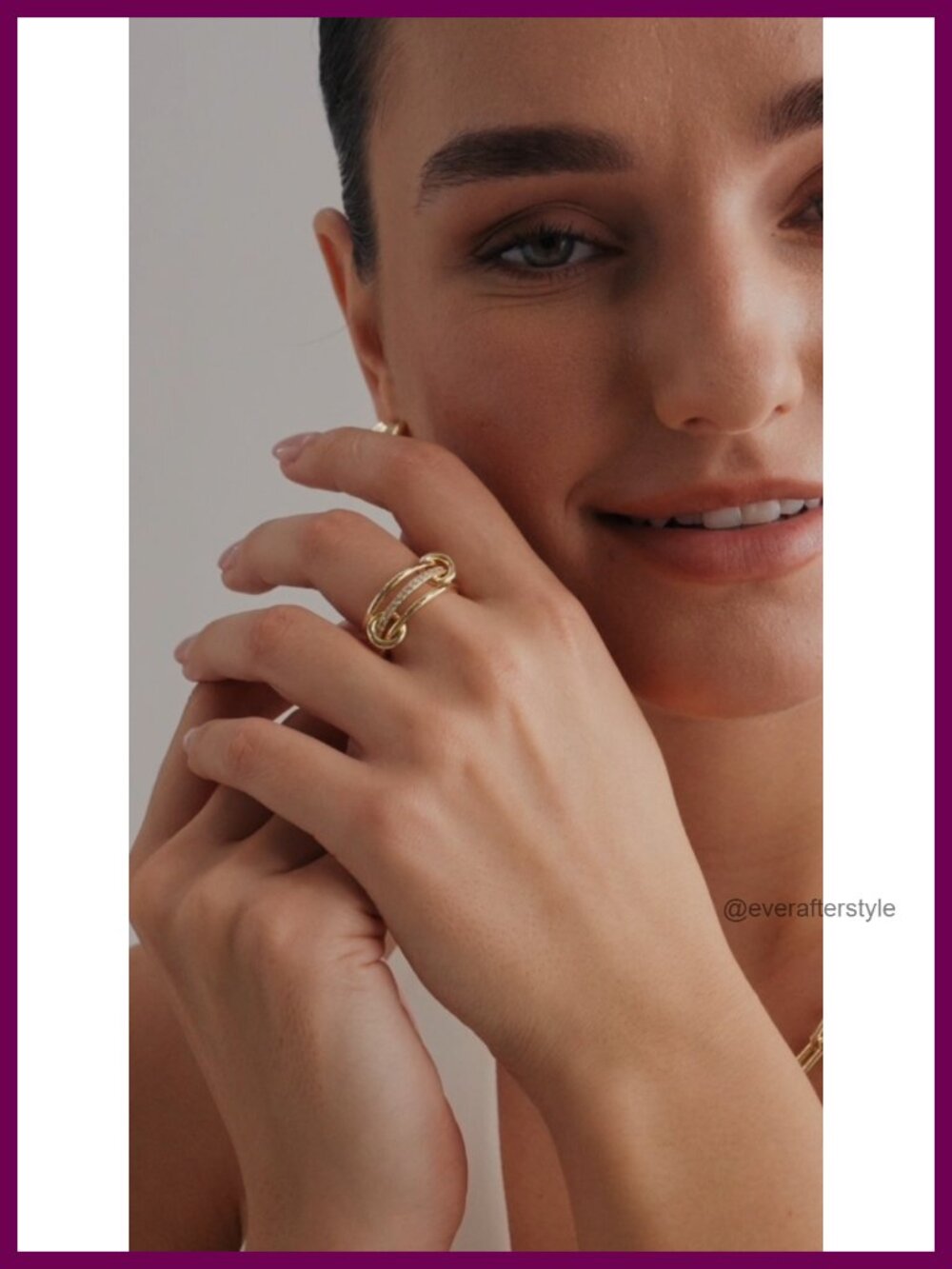 14K Gold Plated Interlocked Stackable Rings CZ Hypoallergenic Set - Picture 6 of 6
